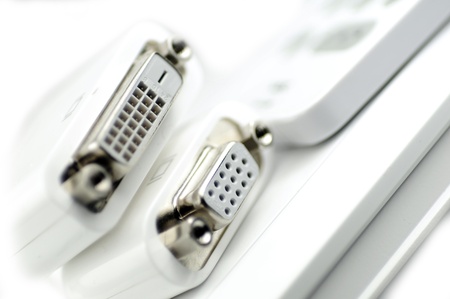 White Connectors - Computer Displays Connections. Technology Objects Collection.の写真素材