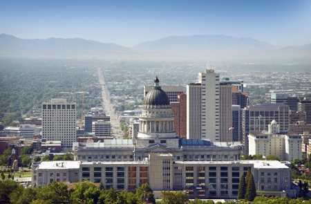 Salt Lake City Panorama and Capital Building. Salt Lake City, Utah, USAの写真素材