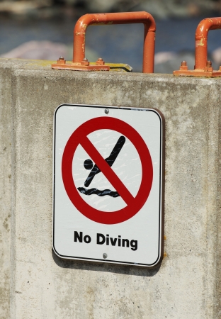 No Diving - No Jumping Warning Sign.の写真素材