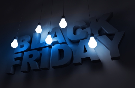 Black Friday Theme. Black Friday Dark Blue 3D Concept Illustration.の写真素材