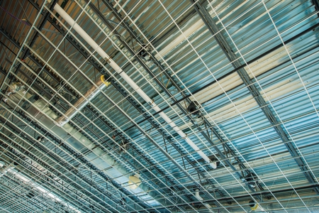 Metal Roof From Building Inside. Roof Constructionの写真素材