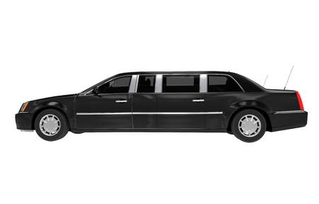 Limousine Side View Isolated on White. Black Limousine.の写真素材