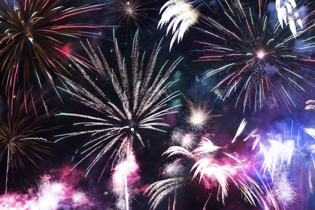 Colorful Fireworks Celebration. Fireworks Backgroundの写真素材