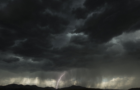 Mountain Lightning Bolt. Lightning Strike in the Colorado Mountains. Stormy Weather.