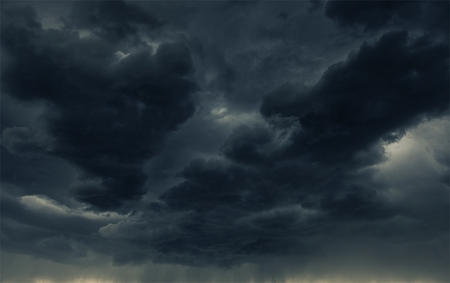 Heavy Dark Storm Cloud and the Falling Rain. Stormy Weather