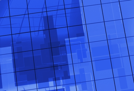 Blue Glass Blocks Abstract 3D Generated Backgroundの写真素材