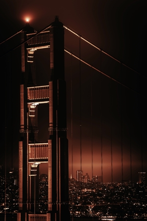 San Francisco California, United States. Famous Golden Gate Bridge and San Francisco Skyline at...