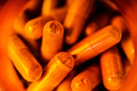 Reddish Cinnamon Gelatin Capsules Closeupの写真素材