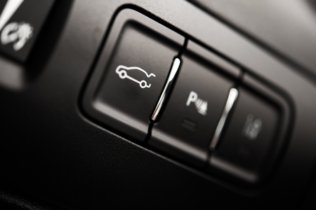 Car Trunk Opening Button. Car Equipment Buttons Closeup.の写真素材