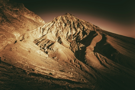 Death Valley Formations in Sepia Color Grading. California, United States.