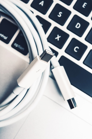 High Speed Thunderbolt Data Transfer Computer Concept.の写真素材