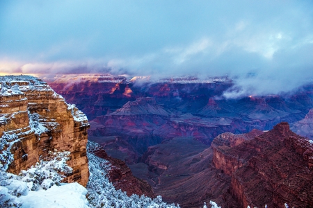 Winter Season in Grand Canyon National Park in Arizona, United States. Scenic Cloudy Grand Canyon Landscape.の写真素材