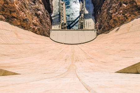 Hoover Dam Depth. Modern Engineering Marvel. Arizona Nevada Border, United States.の写真素材