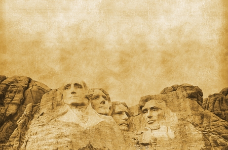 American Presidents Concept Vintage Background. United States Presidents. Mount Rushmore Memorial Vintage Concept.のeditorial素材
