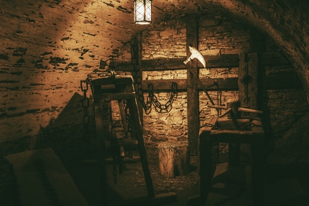 Torture Chamber in Niedzica Castle Located in Lesser, Polandのeditorial素材