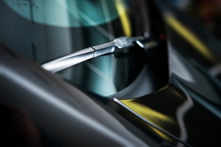 Car Windshield Wiper Closeup Photo. Car Equipment.の写真素材