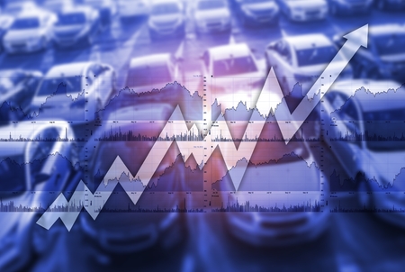 Fast Growing Global Car Sales Market Concept Photo Illustration.の写真素材