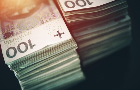 Polish Zloty Pile of Cash Closeup Photo.