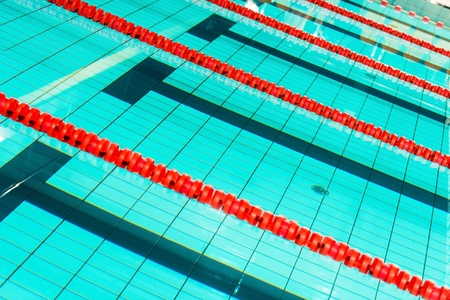 Swimming Pool Lanes Closeup Photo. Swimming and Recreation Concept.の写真素材