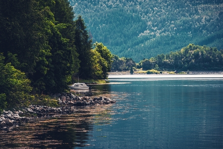 The Fjord Place. Norwegian Fjord Summer Scenery. Norway, Europe.の写真素材