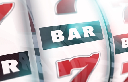 Classic Slot Machine Closeup 3D Render Illustration. Casino Slots.の写真素材