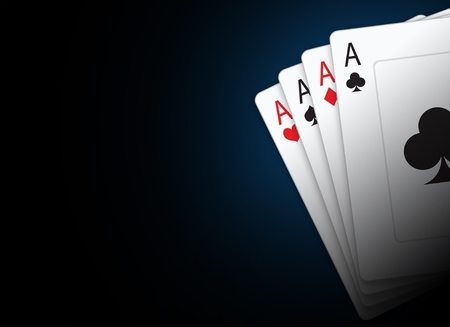 Playing Cards Illustration with Copy Space. Black Poker Cards Background.