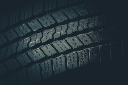 Car Tire Tread Closeup Photo. Brand New Vehicle Tireの写真素材
