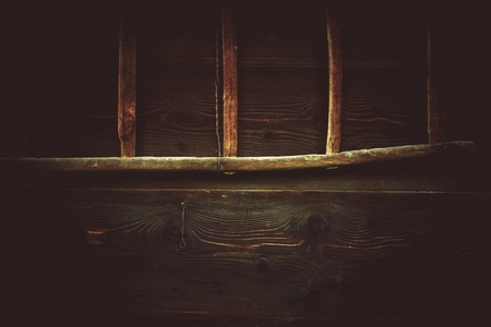 Vintage Wooden Wall and Ladder Photo Background. Aged Wood House Wall.の写真素材