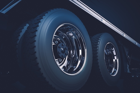 Semi Truck Tractor Wheels Closeup 3D Render Illustrationの写真素材