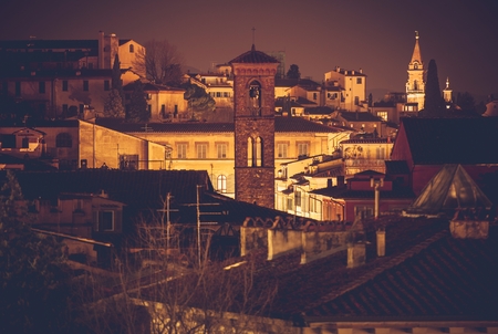 Florence Night Scenery. Italian Tuscany Region Architecture. Northern Italy, Europe.の写真素材