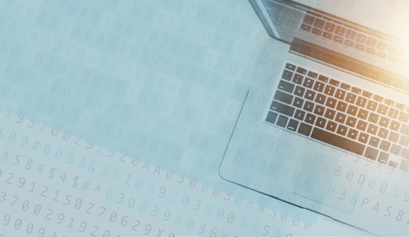 Technology Computer Background with Numbers and Characters Overlay. Abstract Backdrop.