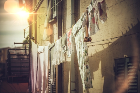 Air-Drying Clothing in the Italy. Italian Living Conceptの写真素材