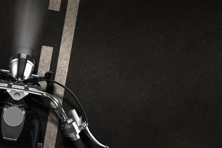 Motorcycle Concept Illustration with Copy Space on the Asphalt Background. Motorcycle Ride 3D Rendered.の写真素材