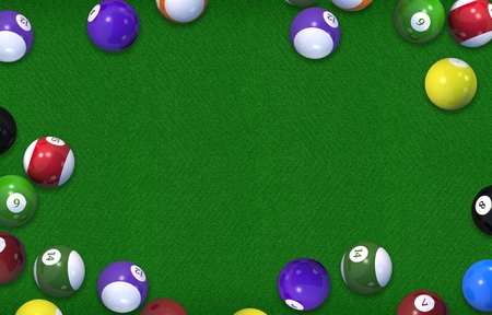 Biliard Table 3D Rendered Illustration Background. Billiard Game Copy Space Concept.