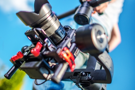 Video Camera Stabilization System. Video and Film Production DSLR Equipment.
