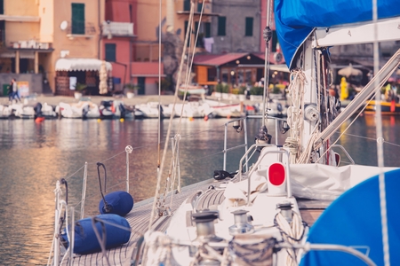 Luxury Yacht Mediterranean Sailing. Part of the Yacht and the Italian Riviera Marina.の写真素材