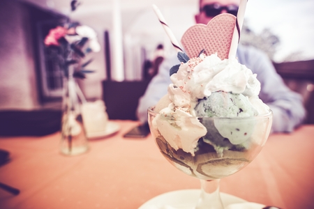 Tasteful Ice Cream Dessert in the Restaurant.の写真素材