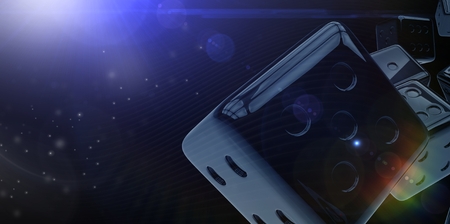 Dices Craps Game Banner Background. 3D Rendered Dices Concept with Copy Space.の写真素材