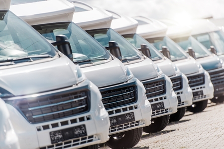 New Camper Vans For Sale. Motorcoach Traveling Theme. Camping and Rving.のeditorial素材