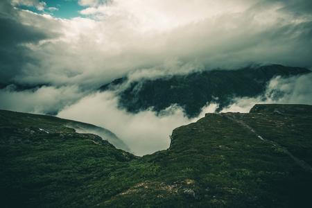 Cloudy Raw Norway Landscape. Norwegian Weather and Geology.の写真素材