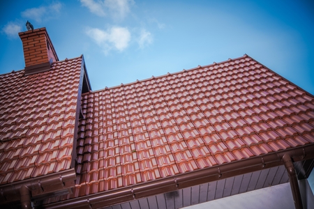 Brand New House Roof Tiles. New Residential Building Roof. の写真素材