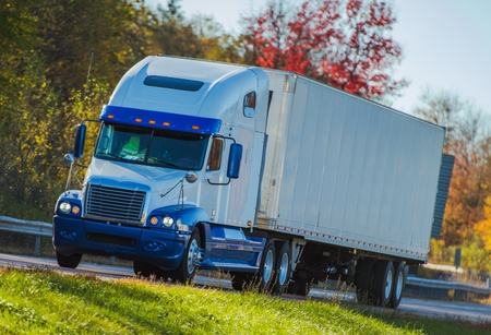 Semi Truck on the Pennsylvania Highway. American Transport Concept.の写真素材
