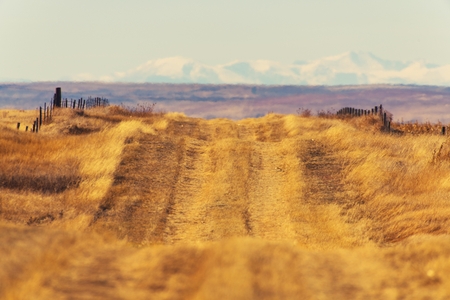 Colorado Countryside Road To the Rocky Mountains. El Paso County, Colorado, USA.