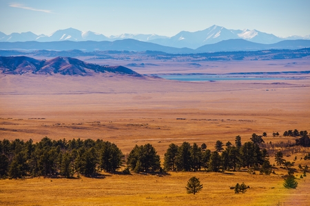 Scenic Central Colorado Landscape with Eleven Mile Reservoir in the Valley.の写真素材