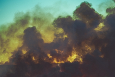 Smoke From Burning Meadow and Desert Bush. の写真素材