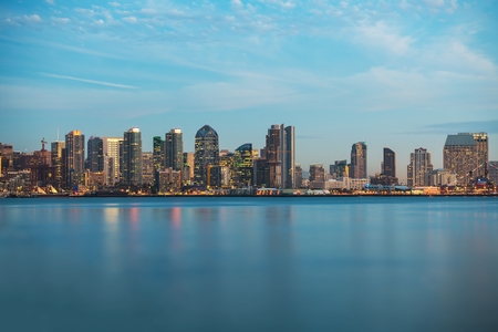 Colorful Skyline of San Diego California at Dusk. United States of America. の写真素材