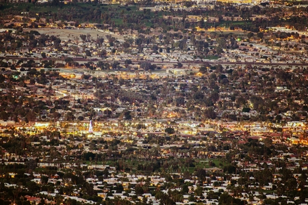 Panorama of the Palm Desert, California, United States of America. Evening Cityscape. Coachella Valley.の写真素材