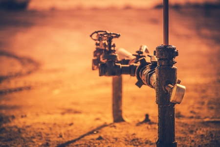 Stuffing Box of Pumpjack Closeup Photo. Oil Industry Technologies.の写真素材