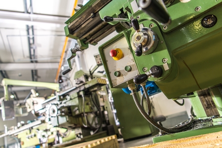 Metal Lathe Machinery. Metalworking Industry Heavy Duty Equipment.