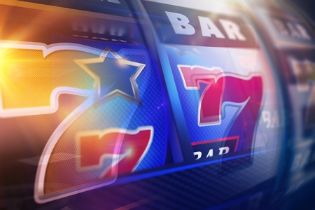 Abstract Slot Machine Reels Overlay Concept 3D Rendered Casino Background Illustration. の写真素材